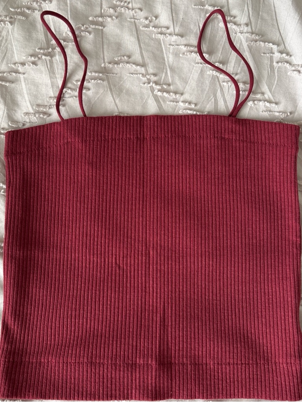 American Eagle Outfitters Ribbed Spaghetti Strap Crop Tank - Maroon